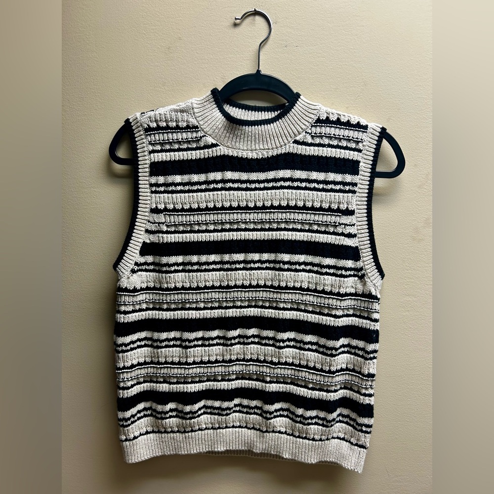 Sanctuary Black and Cream Striped Sweater Vest